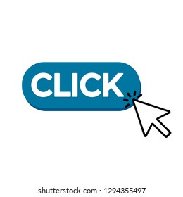 Click here button with arrow pointer icon - Vector