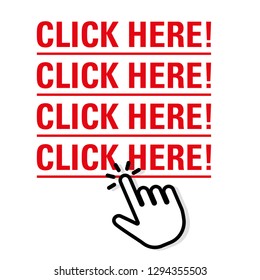 Click here button with arrow pointer icon - Vector