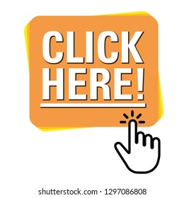 Click here button with arrow pointer icon - Vector