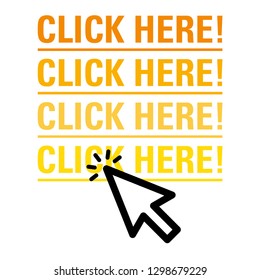 Click here button with arrow pointer icon - Vector