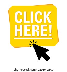 Click here button with arrow pointer icon - Vector