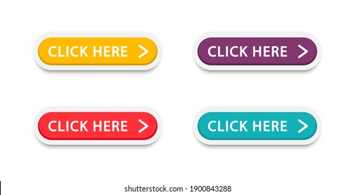 Click here button with arrow pointer clicking icon. Click here vector web button. Web button with action of arrow pointer. Click here, UI button concept. Vector illustration - Shutterstock ID 1900843288