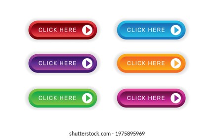 Click here button with arrow pointer clicking icon. - Vector.