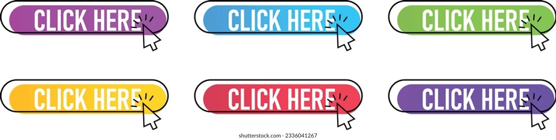 Click here button with arrow pointer clicking icon. Click here vector web button. vector ilustration