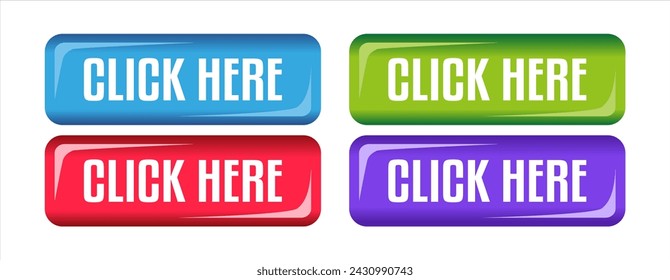 click here button with arrow pointer vector 3d realistic modern