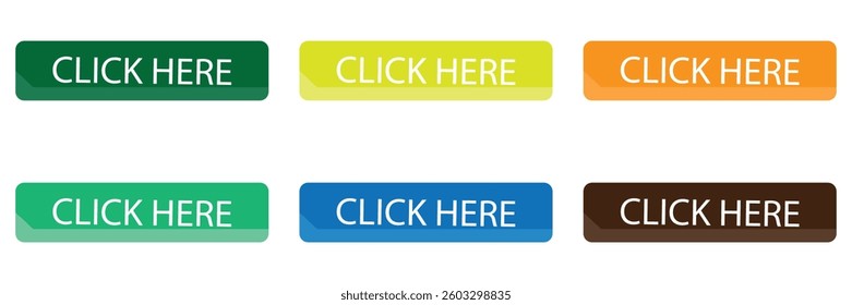 Click here button with arrow pointer clicking icon. Click here vector web button. Web button with action of arrow pointer. 
Click here, UI button concept of  Vector illustration