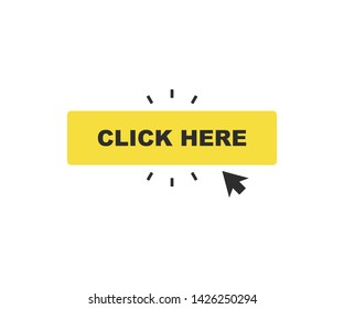 Click here button. Clicking icon in flat style. Vector illustration