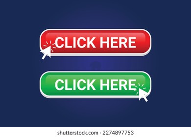 Click here button collection With arrow Icon Vector Element
