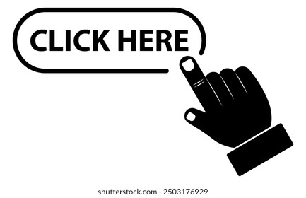 Click here button with cursor or hand icon