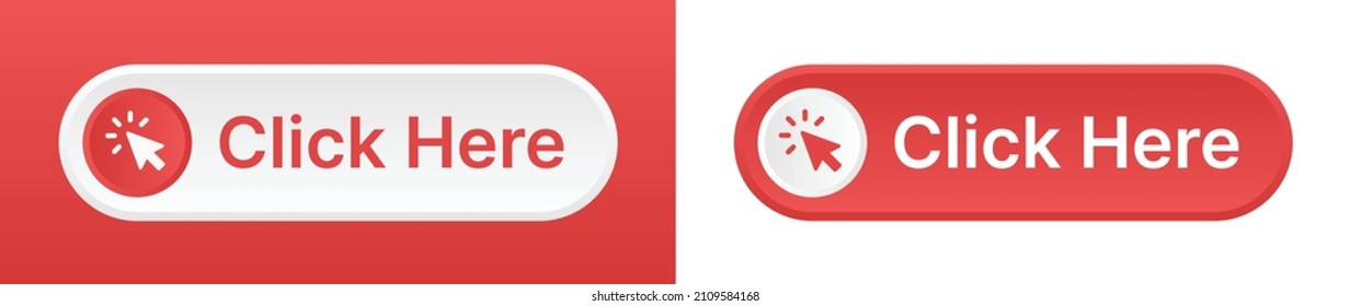 Click Here Button with Click cursor. Vector illustration