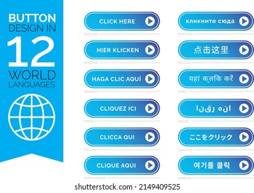 click here button design in 12 most spoken languages