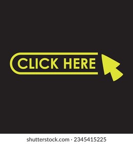 click here button design. cursor sign and symbol.