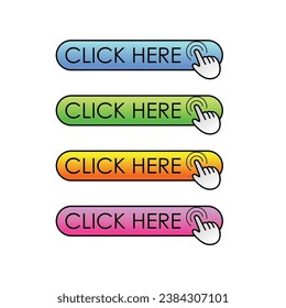 click here button design. cursor sign and symbol.