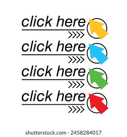 click here button design. cursor sign and symbol.