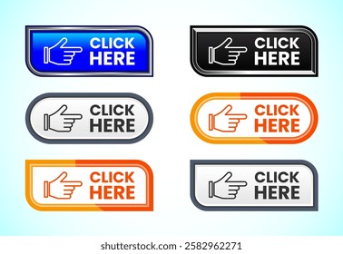 Click here button design illustration, Clicking icon suitable for mobile app, and website