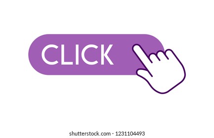 Click here button with hand clicking icon