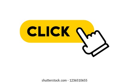 Click here button with hand clicking icon
