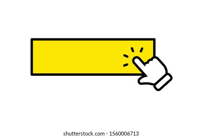 Click here button, with hand clicking icon