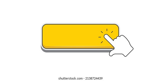 Haga clic aquí con el icono de pulsación a mano. Diseño de vectores.