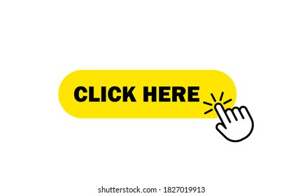 Click here button with hand cursor. Vector EPS 10. Isolated on white background