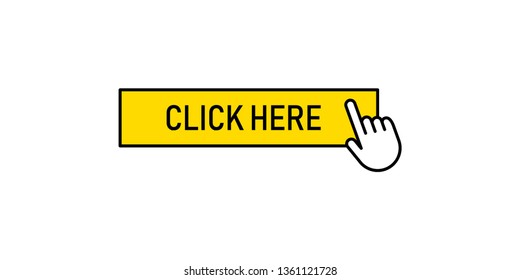 Click here button with hand pointer clicking