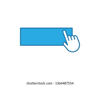 Click here button with hand pointer clicking