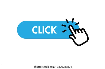 Click here button with hand pointer clicking