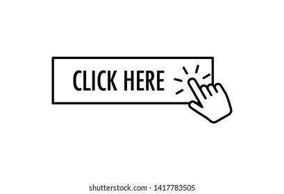 Click here button with hand pointer clicking