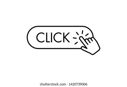 Click here button with hand pointer clicking