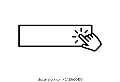 Click here button with hand pointer clicking