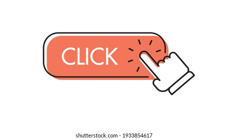 Click here button with hand pointer clicking