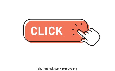 Click here button with hand pointer clicking