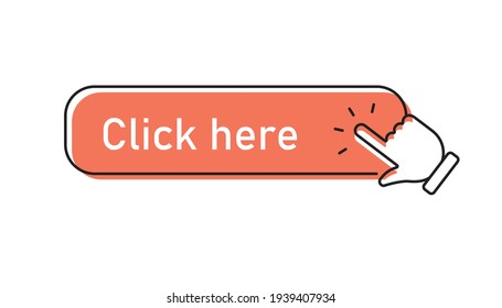 Click here button with hand pointer clicking
