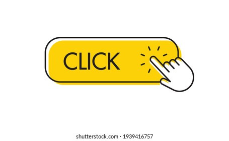 Click here button with hand pointer clicking