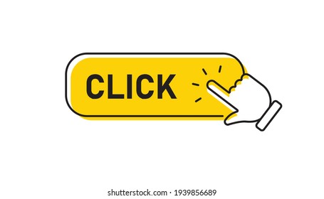 Click here button with hand pointer clicking