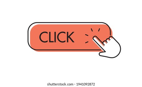 Click here button with hand pointer clicking