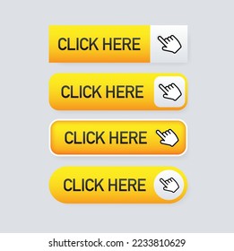 Click here button with hand pointer clicking.