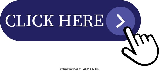 Click Here Button Icon.Pointer Click button. Modern action button mouse click symbol. Computer mouse click cursor or Hand pointer symbol. Cursor arrow icon. Clicking finger. Vector illustration.