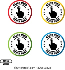 Click here, Button, label and sign - Vector illustration