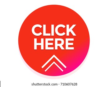 Click here button. Red round web button with gradient.