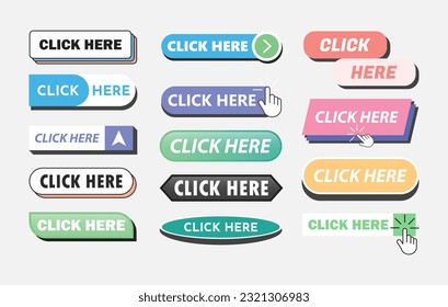 Click here button set collection
