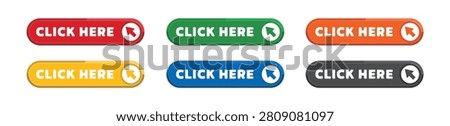 Click Here Button Set Colorful Web Call to Action Labels