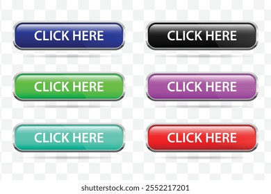 Click here button set design of vector collection