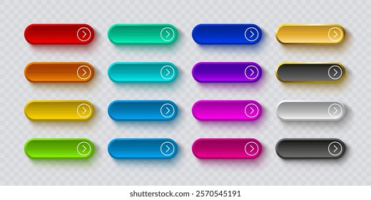 Click here button set, link mouse click, transparent background. Vector illustration 