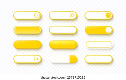 Click here button set, link mouse click, transparent background. Vector illustration 