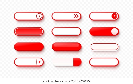 Click here button set, link mouse click, transparent background. Vector illustration 