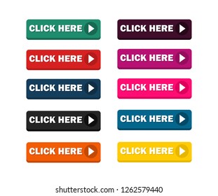 Click Here button set - Vector. icons web. 