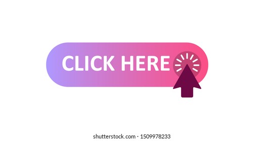 Click here button. Simple web element. Cursor and button, load links with new information.