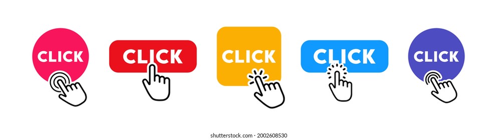 Click here button vector icon