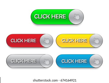 Click here button vector set isolated
